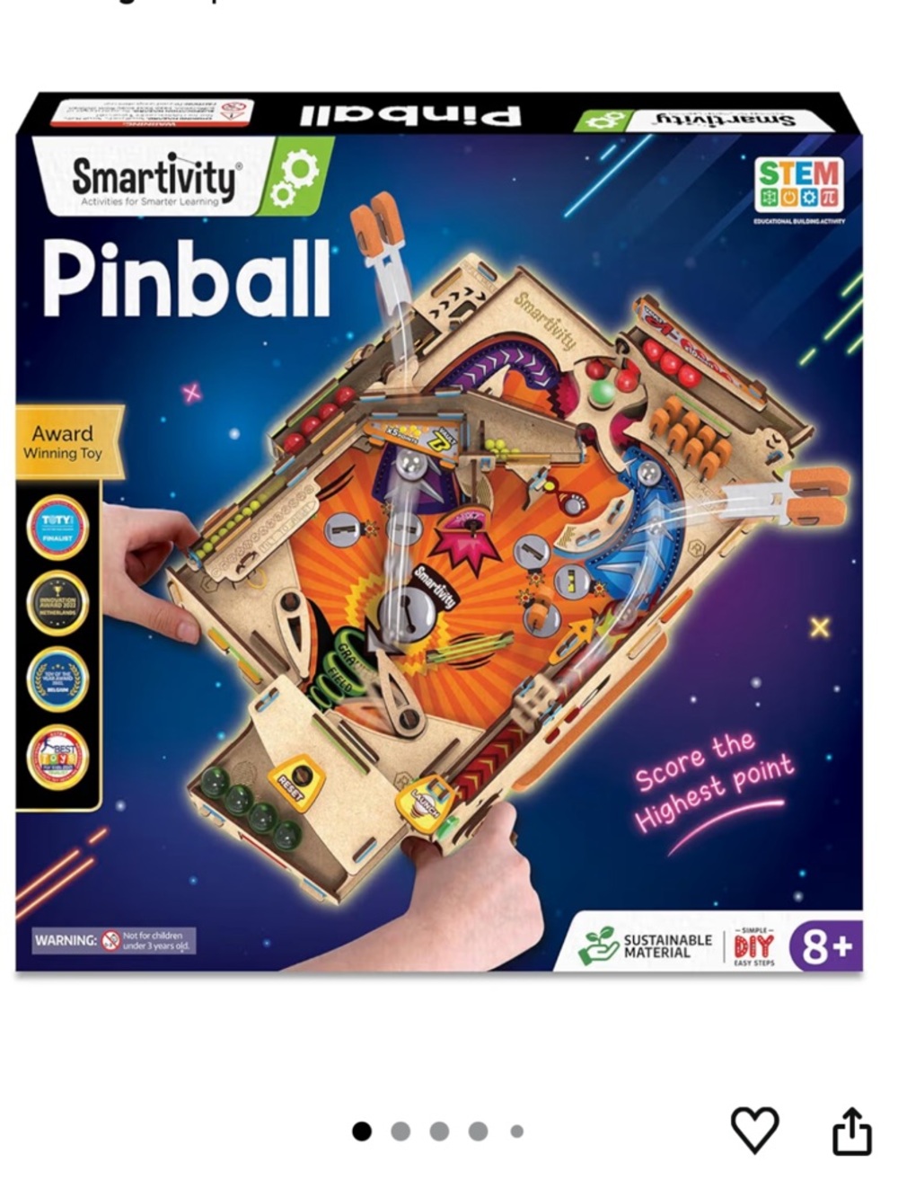 Pinball Game - Orange and Natural Wood STEM Kit